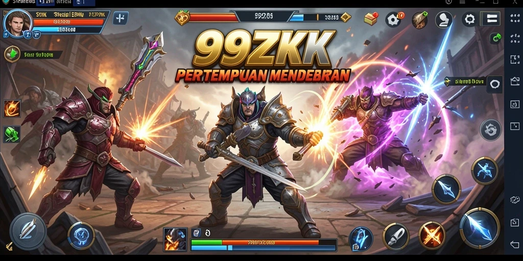 Screenshot gameplay 99ZK yang menunjukkan pertempuran strategi intens.
