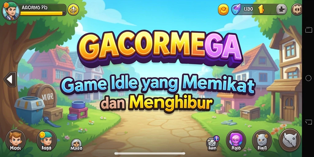 Tampilan gameplay utama GACORMEGA yang menunjukkan mekanisme Idle.