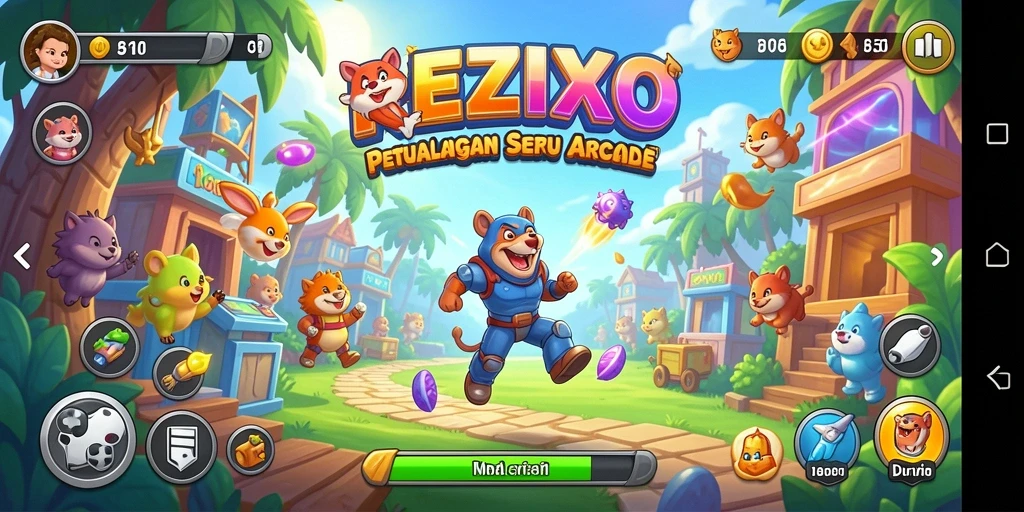 Tampilan gameplay seru di REZIXO dengan berbagai tantangan menarik.